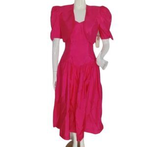 new Vintage Prom/Bridesmaid Dress/Bolero Jacket Set, XS, Pink, Strappy